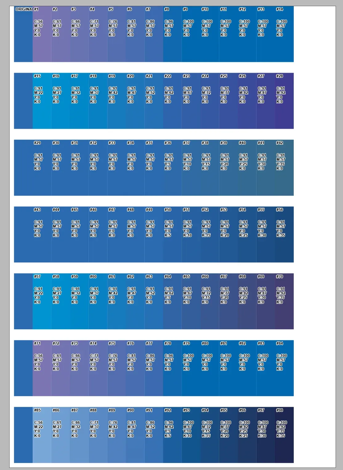 Лист цветопробы, созданный ColorProofer